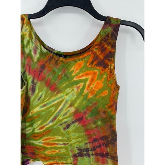 SACRED THREADS Women's Green-Multi Print Asymmetrical Hem Cropped Tank Top SZ OS - Picture 4 of 10